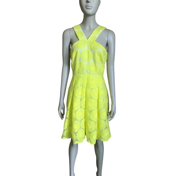 Cremieux Yellow and White Flower Fit and Flare Dress - Picture 2 of 5